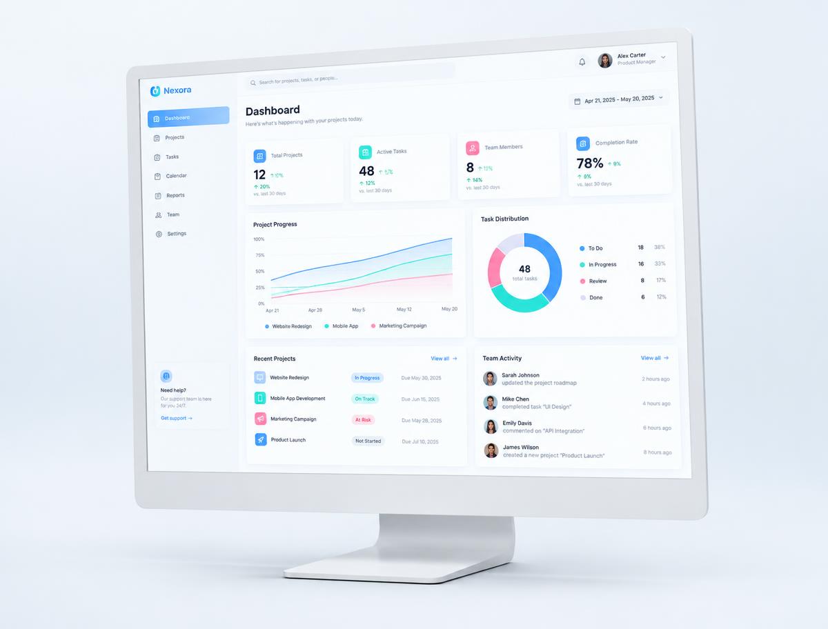 Enterprise dashboard on a desktop monitor